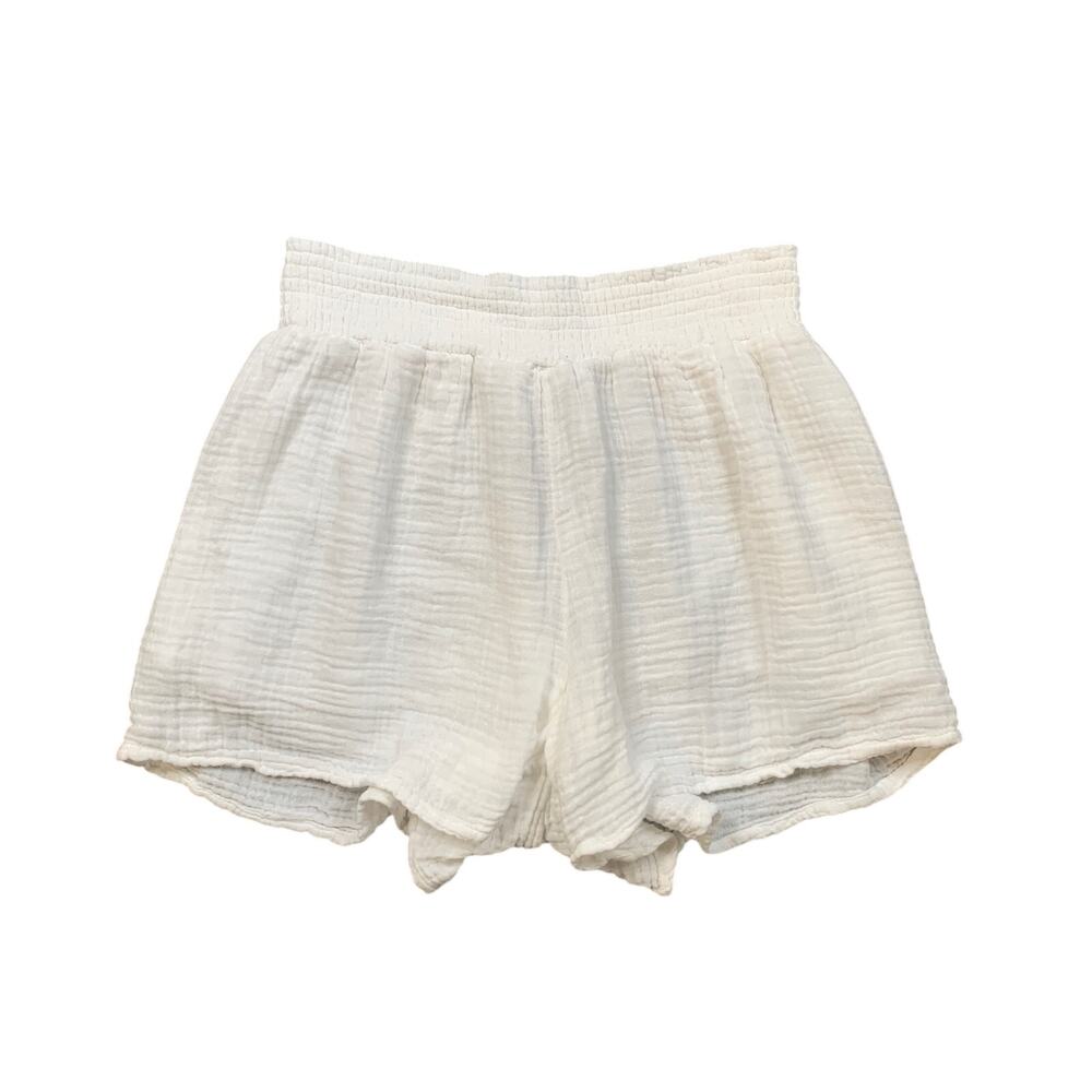 Michael Stars Shorts Women Large White Peggy Smocked Waist Culotte Gauze Pull On